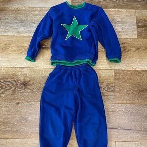 Blue Kids' Tracksuit Sweatshirt & Joggers Set - Green Star - 5 years old